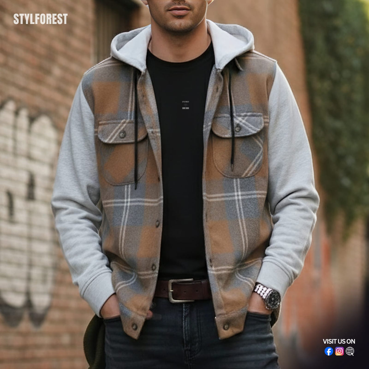 Premium Shacket - Camel Brown Plaid