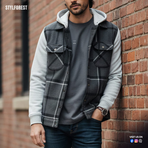 Premium Shacket - Grey Black Plaid