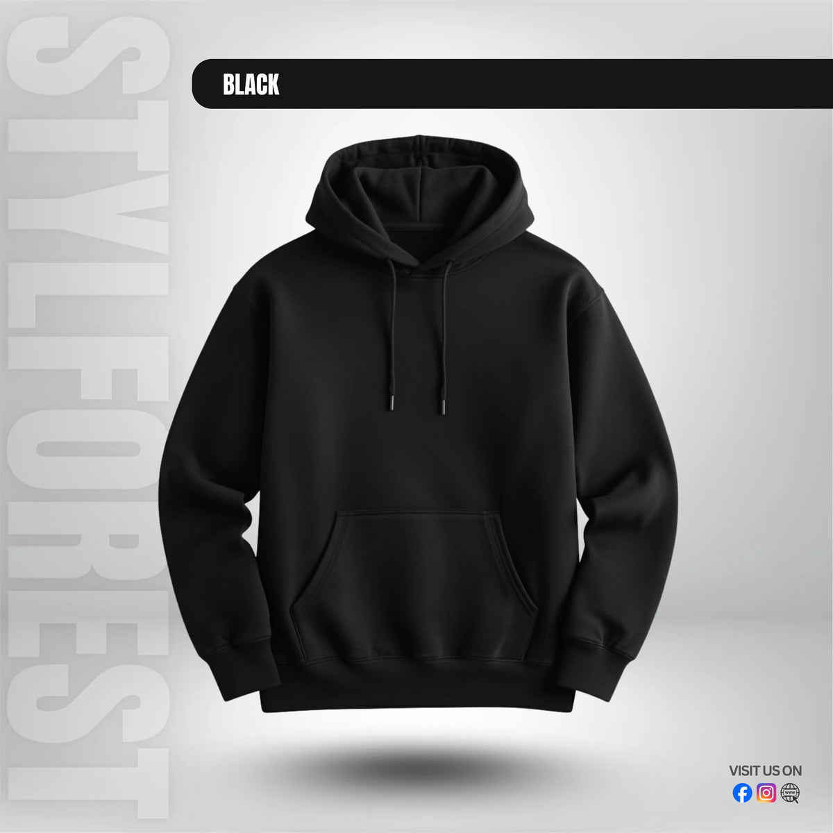 Premium Solid Hoodie - Black