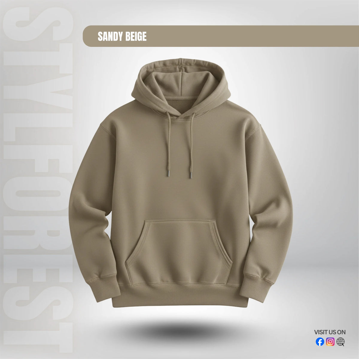 Premium Solid Hoodie - Sandy Beige