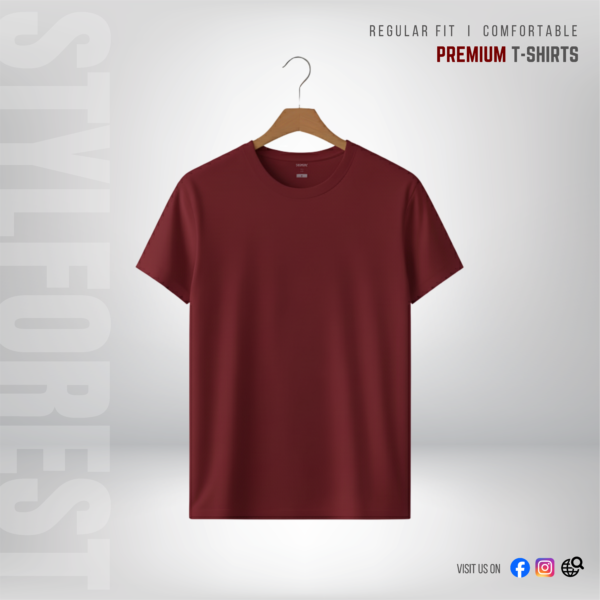 STYLFOREST Premium T-Shirt Maroon 180 GSM 100% Cotton