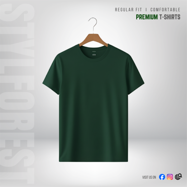 STYLFOREST Premium T-Shirt Bottle Green 180 GSM 100% Cotton