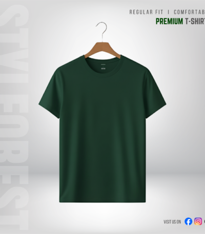 STYLFOREST Premium T-Shirt Bottle Green 180 GSM 100% Cotton