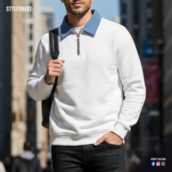 STYLFOREST Premium Sweatshirt White Soft-Touch Fabric