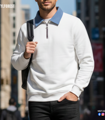 STYLFOREST Premium Sweatshirt White Soft-Touch Fabric