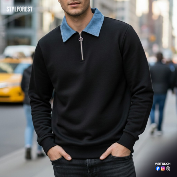 STYLFOREST Premium Sweatshirt Black Soft-Touch Fabric