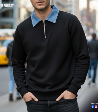STYLFOREST Premium Sweatshirt Black Soft-Touch Fabric